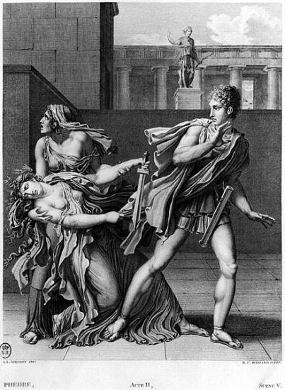 Phaedra, Oenone and Hippolytus, illustration from Act II Scene 5 of ''Phedre'' Jean Racine (1639-99) a (after) Anne Louis Girodet de Roucy-Trioson