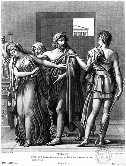 Phaedra, Theseus and Hippolytus, illustration from Act III Scene 5 of ''Phedre'' Jean Racine (1639-9 a (after) Anne Louis Girodet de Roucy-Trioson