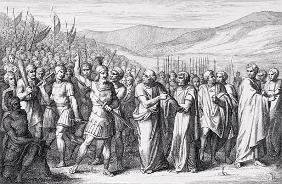 The Secession of the People to the Mons Sacer; engraved by B.Barloccini, 1849 a (after) C.C Perkins