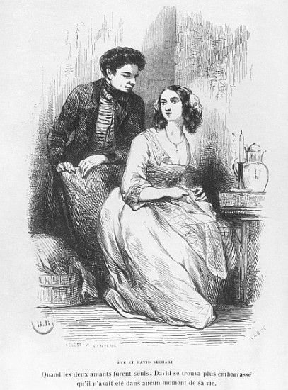 Eve and David Sechard, illustration from ''Les Illusions perdues'' Honore de Balzac, publishedEditio a (after) Celestin Francois Nanteuil