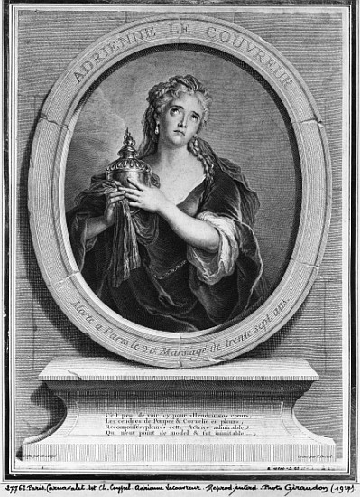 Adrienne Lecouvreur (1692-1730) ; engraved by Pierre Drevet a (after) Charles Antoine Coypel