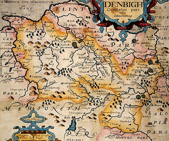 Map of Denbigh and Flint, from ''Britannia'' by William Camden a (after) Christopher Saxton