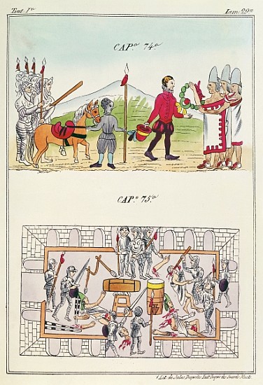 Cap 74 and Cap 75, illustrations from ''Historia de las Indias de Nueva Espana y islas de tierra fir a (after) Diego Duran