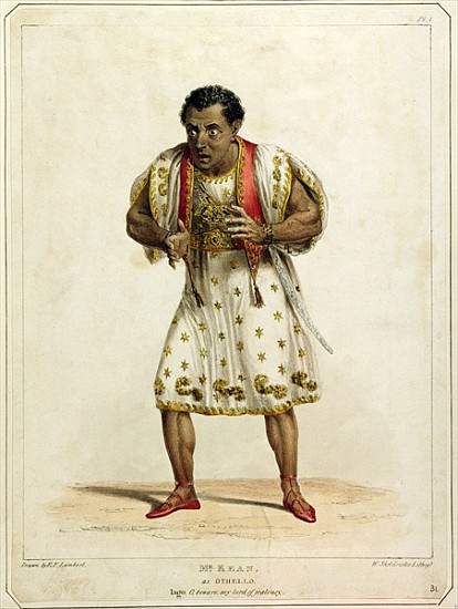 Portrait of Mr Edmund Kean (1787-1833) as Othello; engraved by W. Sheldricks a (after) E.F. Lambert