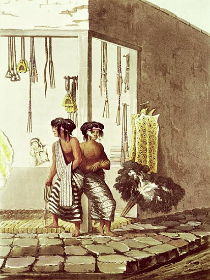 Pampa Indians at a Store in the Indian Market of Buenos Aires, from ''Picturesque Illustrations of B a (after) Emeric Essex Vidal