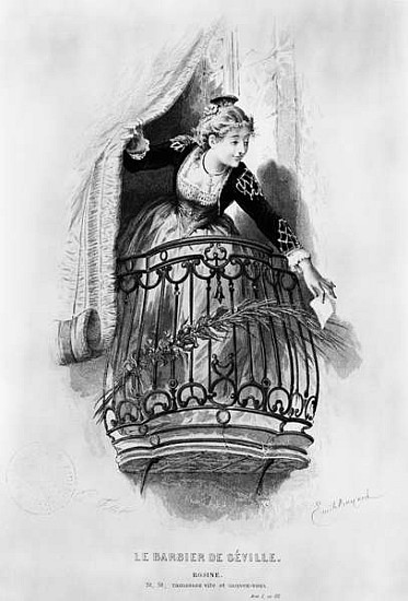 Rosine, illustration from Act I Scene 3 of ''The Barber of Seville'' Pierre Augustin Caron de Beauma a (after) Emile Antoine Bayard