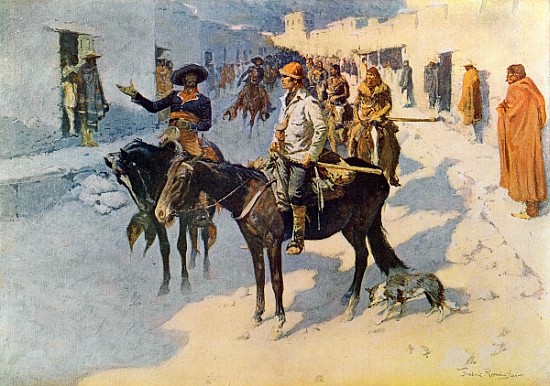 Zebulon Pike Entering Santa Fe, illustration published in ''Collier''s Weekly'' a (after) Frederic Remington