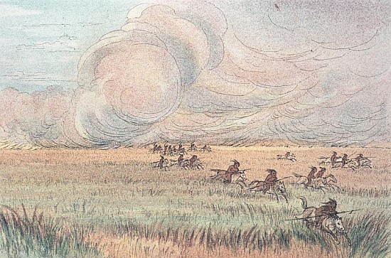 Missouri prairie fire a (after) George Catlin