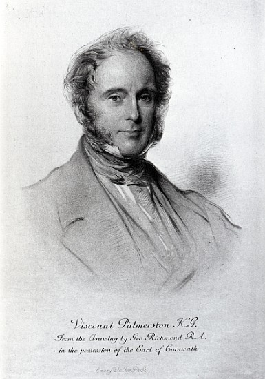 Viscount Palmerston; engraved by Emery Walker a (after) George Richmond