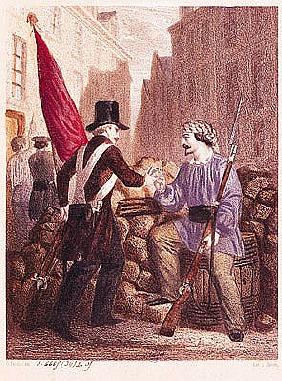A Worker Sharing his Bread with a Student Carrying a Red Flag, from ''Les Journees de Fevrier''; eng