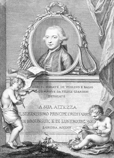 Sheet Music Cover with a portrait of Felice Giardini; engraved by Francesco Bartolozzi a (after) Giovanni Battista Cipriani