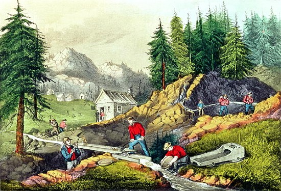 Gold Mining in California, published by  Currier & Ives, 1861 (see also 166069 & 32910) a (after) Grafton Tyler Brown