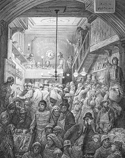 Billingsgate - Early Morning, from ''London, a Pilgrimage'', written by William Blanchard Jerrold (1 a (after) Gustave Dore