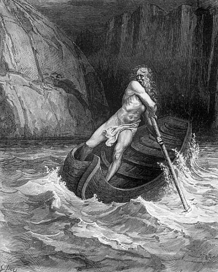 Charon, the Ferryman of Hell, from The Divine Comedy (Inferno) Dante Alighieri (1265-1321) ; engrave a (after) Gustave Dore
