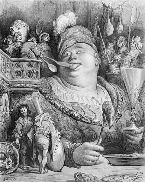 Pantagruel''s meal, from ''Pantagruel'' Francois Rabelais (1494-1553) ; engraved by Paul Jonnard-Pac a (after) Gustave Dore