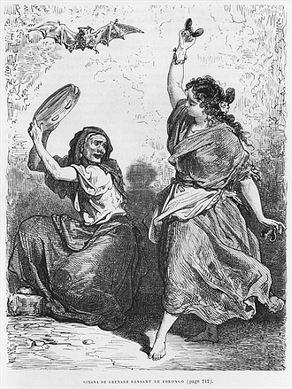Gitana from Granada dancing the zorongo a (after) Gustave Dore