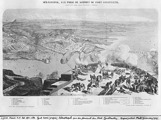 Sebastopol from Fort Constantin; engraved by Peulot Maradan a (after) Gustave Dore