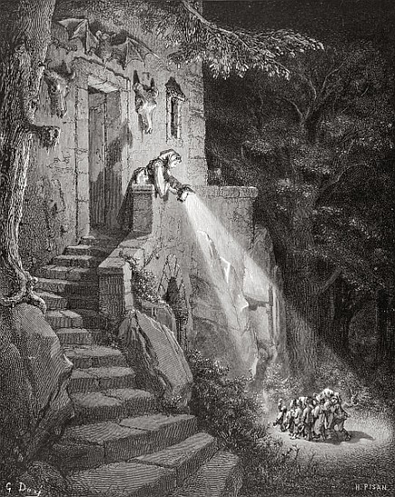 The Dwelling of the Ogre; engraved by Heliodore Joseph Pisan (1822-90) c.1868 a (after) Gustave Dore