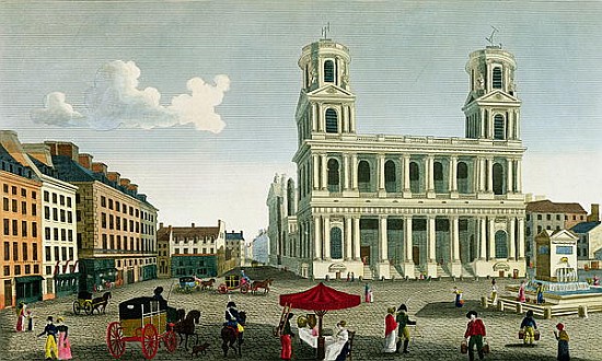 View of the Church of Saint-Sulpice; engraved by Anne Rosalie Filleul (nee Bouquet) (1752-94) a (after) Henri Courvoisier-Voisin