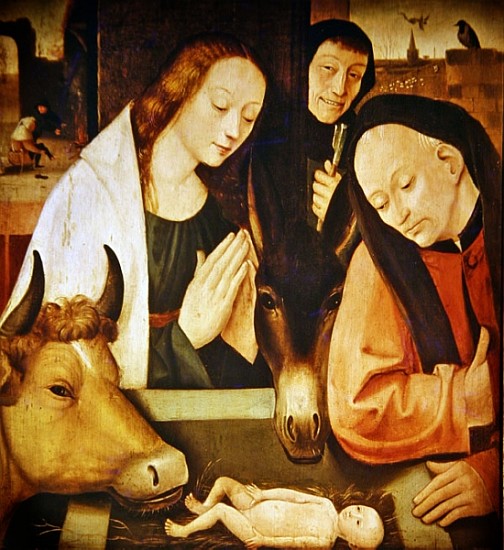 Adoration of the Shepherds (oil on oak panel) a Hieronymus Bosch (scuola o ispirati)