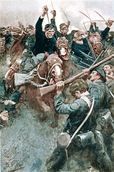 Jackson''s Brigade Standing Like a Stone Wall before the Federal Onslaught at Bull Run, illustration a (after) Howard Pyle