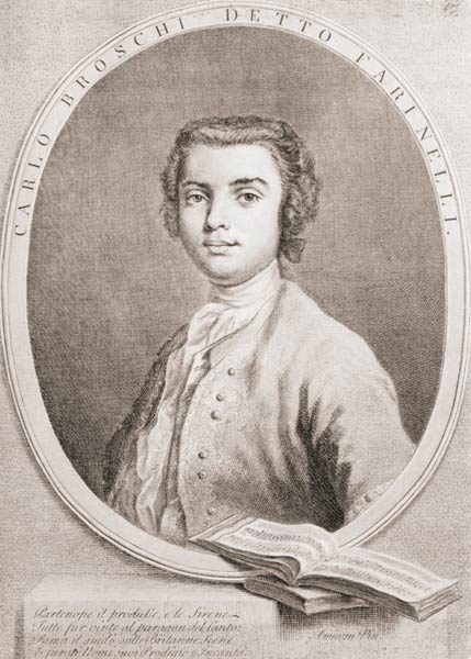 Carlo Broschi, 1735 (line engraving) a (after) Jacapo Amigoni
