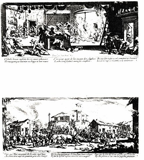 The Pillage of a Farm and The Razing of a Village, plates 5 and 7 from ''The Miseries and Misfortune a (after) Jacques Callot