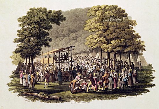 Camp Meeting of the Methodists in North America; engraved by Matthew Dubourg (fl.1813-20) 1819 a (after) Jacques Milbert