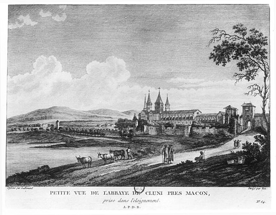 View of Cluny Abbey, from ''Voyage Pittoresque de la France'' ; engraved under direction of Francois a (after) Jean-Baptiste Lallemand