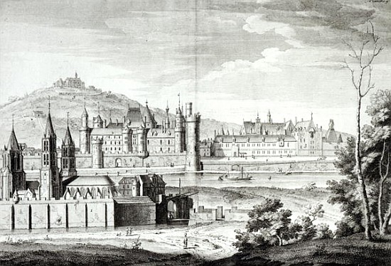 View of the Abbey of Saint-Germain-des-Pres, the Louvre, Petit Bourbon, Montmartre and the Seine in  a (after) Jean Chaufourier