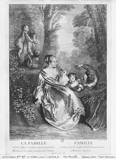 The Family; engraved by Pierre Aveline (c.1656-1722) a (after) Jean Antoine Watteau