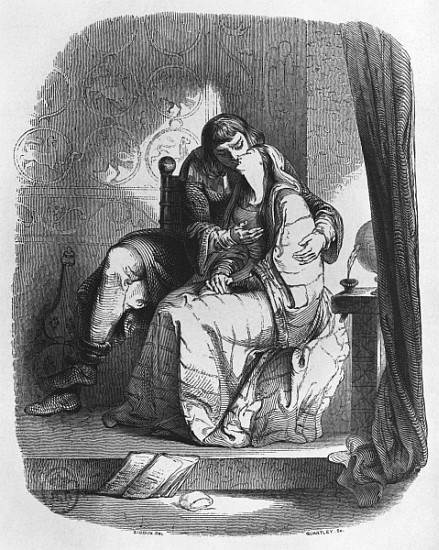 Heloise and Abelard kissing, illustration from ''Lettres d''Heloise et d''Abelard'' a (after) Jean Francois Gigoux