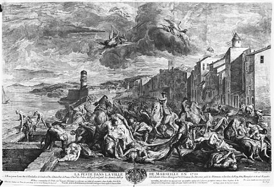 The plague of 1720 in Marseilles; engraved by Simon Thomassin (1655-1733) 1727 a (after) Jean Francois de Troy