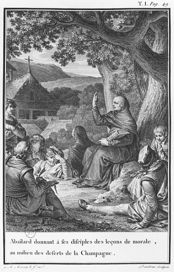 Abelard lecturing among disciples in the deserted Champagne, illustration from ''Lettres d''Heloise  a (after) Jean Michel the Younger Moreau