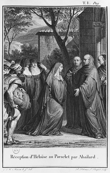 Abelard welcoming Heloise at Paraclete, illustration from ''Lettres d''Heloise et d''Abelard'', volu a (after) Jean Michel the Younger Moreau