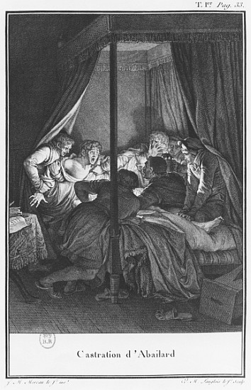 Castrating Abelard, illustration from ''Lettres d''Heloise et d''Abelard'', volume I, page 33; engra a (after) Jean Michel the Younger Moreau