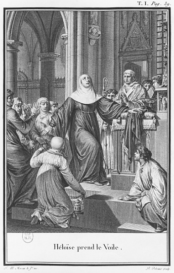 Heloise taking the veil, illustration from ''Lettres d''Heloise et d''Abelard'', volume I, page 39;  a (after) Jean Michel the Younger Moreau