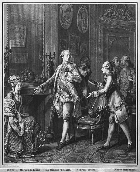 The Great Toilette; engraved by Antoine Louis Romanet (1743-after 1809) c.1777 a (after) Jean Michel the Younger Moreau