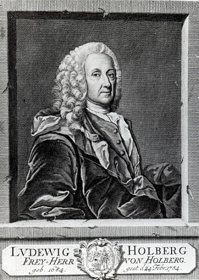 Ludvig Holberg; engraved by Johann Martin Bernigeroth a (after) Johan Roselius