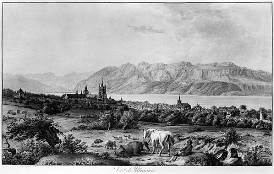 View of Lausanne a (after) Johann Ludwig Aberli