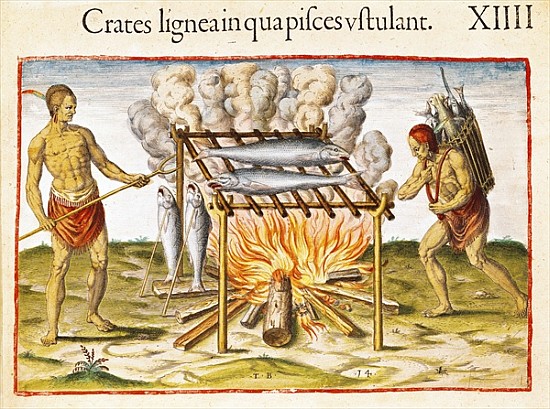 Cooking Fish, from ''Admiranda Narratio...''; engraved by Theodore de Bry (1528-98) 1585-88 a (after) John White