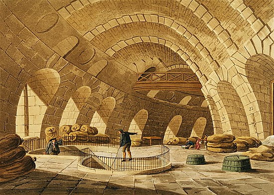 The Wheat Store, Rue de Viarmes; engraved by I. Hill a (after) John Claude Nattes