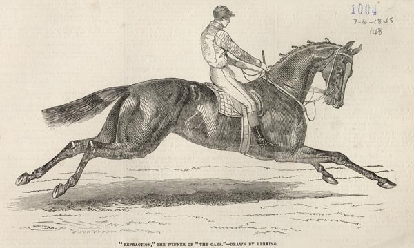 ''Refraction'', the winner of ''The Oaks'', from ''The Illustrated London News'', 7th June 1845 a (after) John Frederick Herring Snr