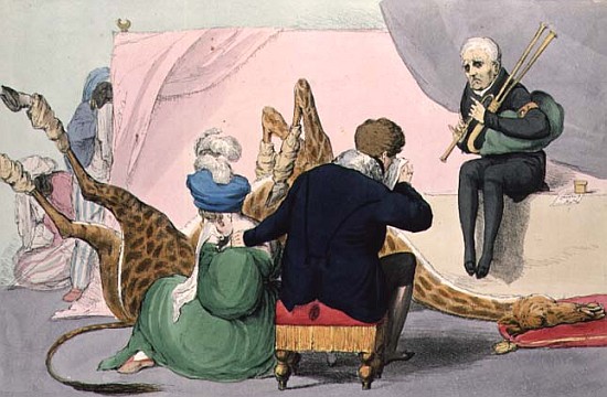 Le Mort'', George IV (1762-1830), caricature of the King grieving the death of the giraffe at London a (after) John (H.B.) Doyle