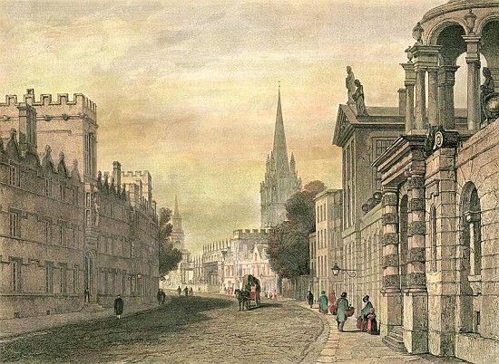 The High Street, Oxford; engraved by G. Hollis a (after) John Skinner Prout