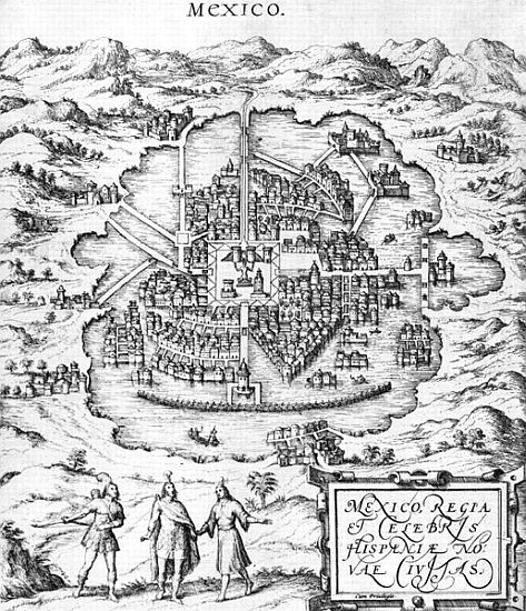 Map of Mexico, illustration from ''Civitates Orbis Terrarum'' Georg Braun (1541-1622) and Frans Hoge a (after) Joris Hoefnagel