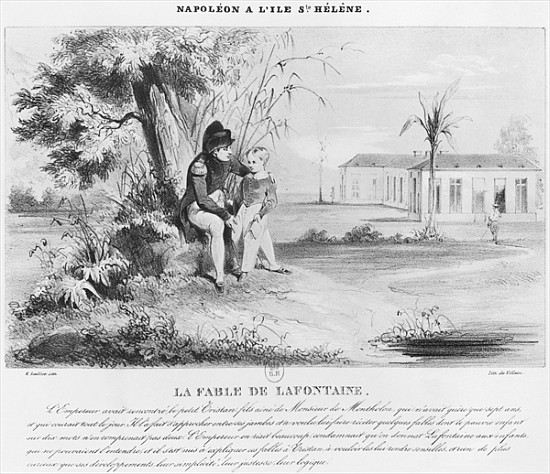 Napoleon I (1769-1821) on the island of St. Helena, explaining the Fables of Jean de La Fontaine to  a (after) Karl Loeillot-Hartwig