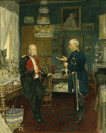 Bismarck with Emperor Wilhelm I in a room in the Unter den Linden palace, Berlin a (after) Konrad Siemenroth