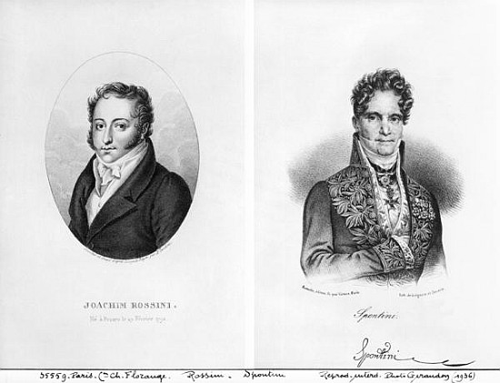 Gioacchino Rossini (1792-1868) and Gaspare Spontini (1774-1851) ; engraved by Ambroise Tardieu (1788 a (after) Leopold Beyer