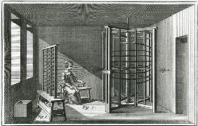 Warping silk threads, illustration from the Encylopedia of Denis Diderot (1713-84) 1751-72